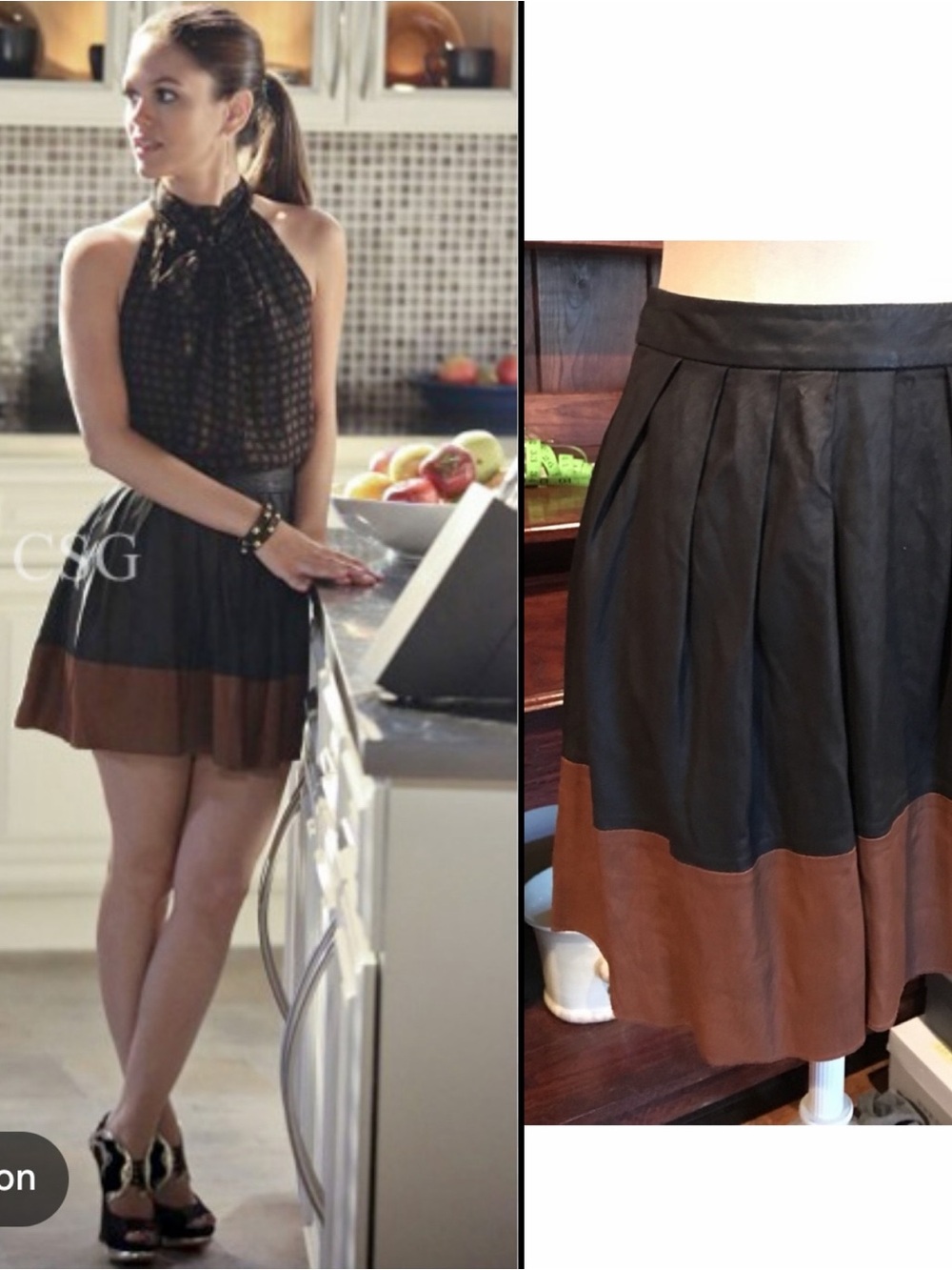 Joie 100% leather Pleated Mini Skirt